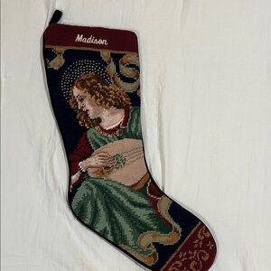 Embroidered Christmas Stocking with Angel Design